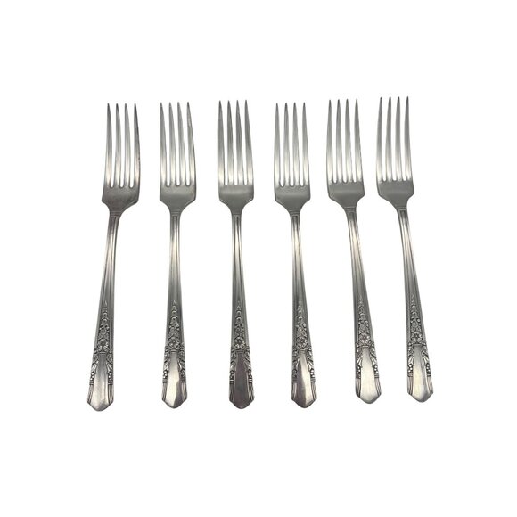 Oneida Simeon L & George H Rogers Jasmine 6 Grille Forks 7.5" Circa 1939 - Picture 1 of 5